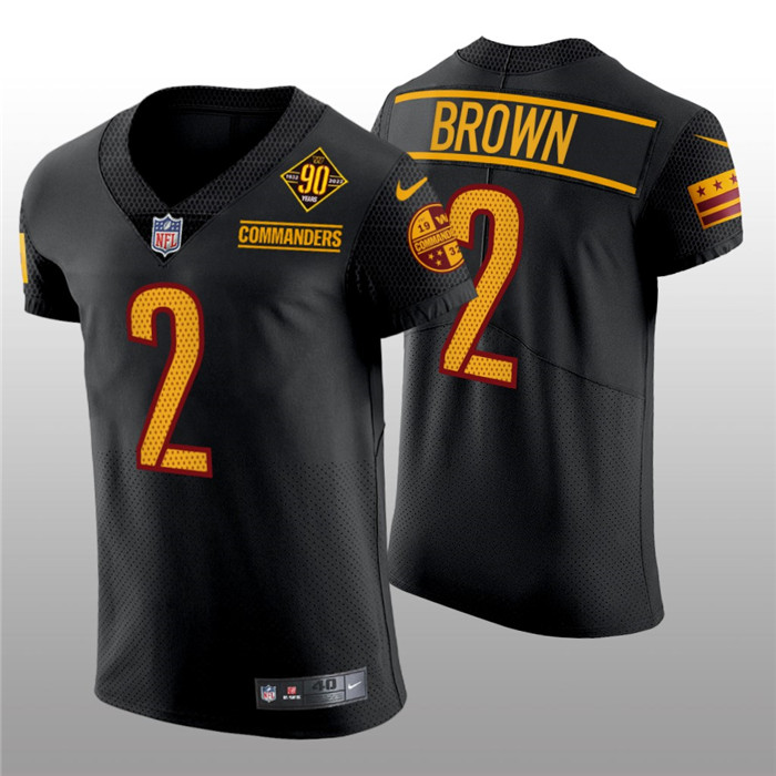 Men's Washington Commanders #2 Dyami Brown 90th Anniversary Black Elite Stitched Jersey Men's Washington Commanders #2 Dyami Brown 90th Anniversary Black Elite Stitched Jersey